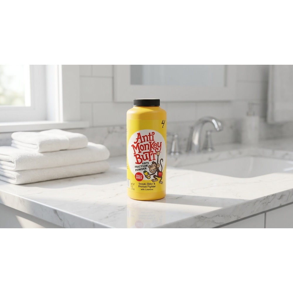Anti Monkey Butt Anti Friction Powder 6oz Talc Free with Calamine Yellow Bottle